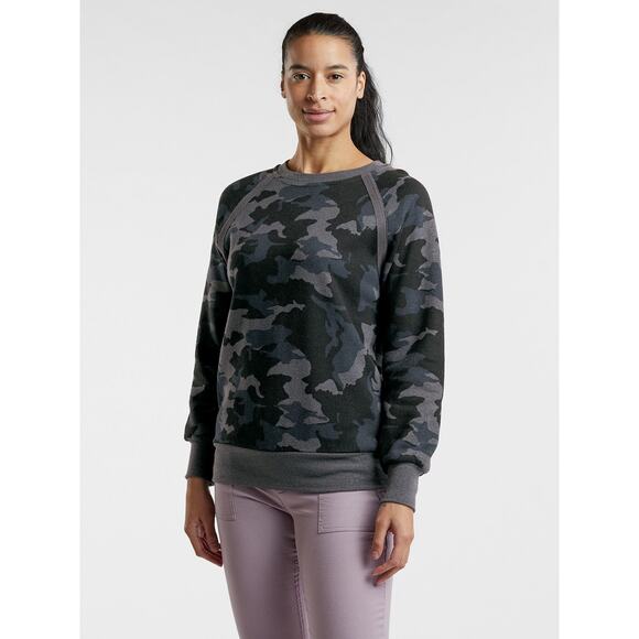 [PrAna] Cozy Up Nautical Blue Camouflage Oversized Crew Neck Sweatshirt Size 1X - Picture 1 of 10
